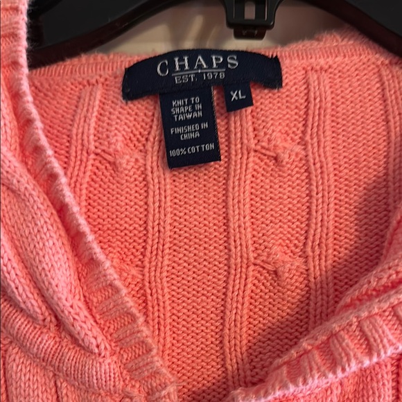 Chaps Pink Cable Knit Hooded Sweater - Picture 2 of 8